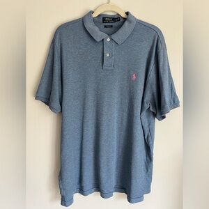 05. Ralph Lauren Polo Shirt Blue Pink horse XL